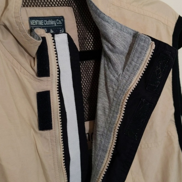 Newtime| Vintage 90s Rugged Outdoor Khaki Tan Zippered Vest Nylon Blend - Picture 5 of 10